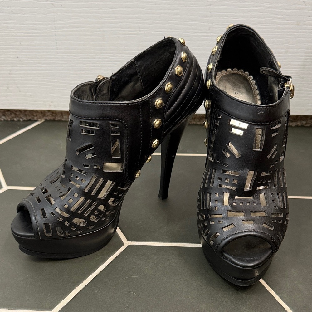 Black Cutout Ankle Booties